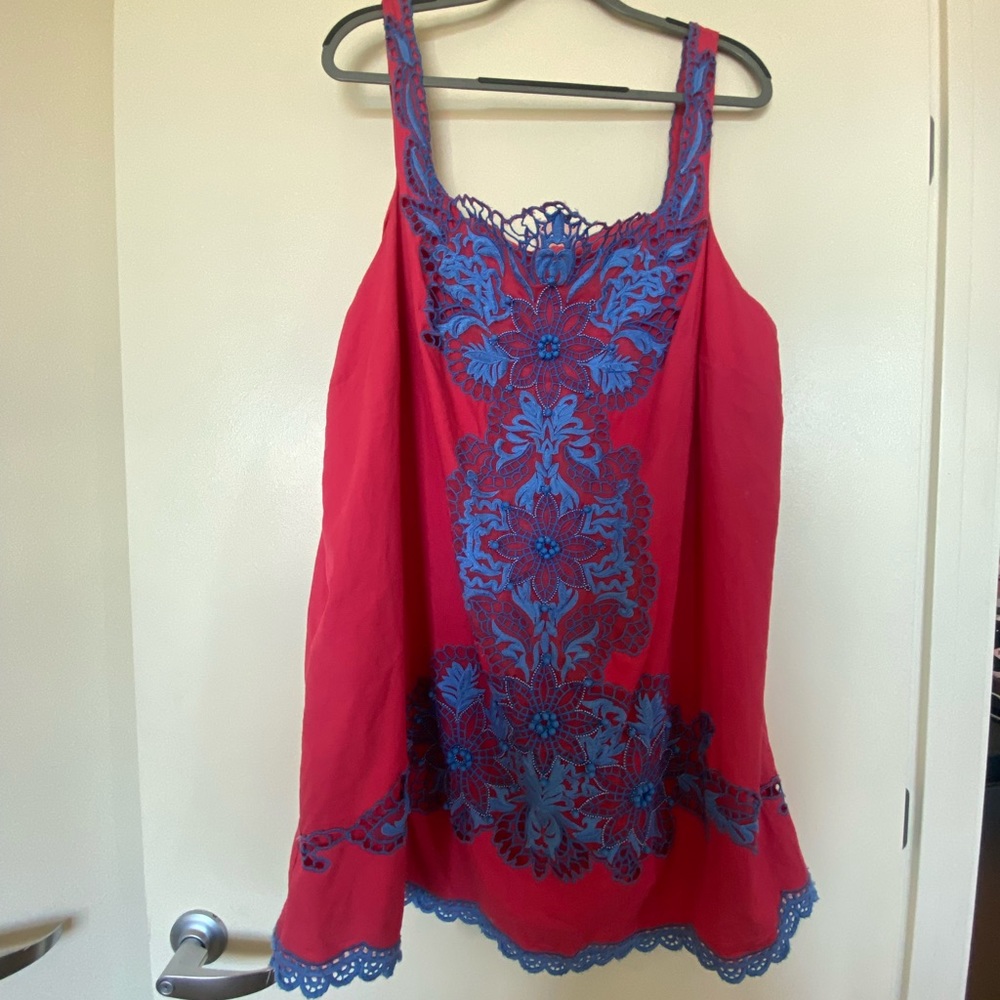 Pink and blue Anthropologie mini dress